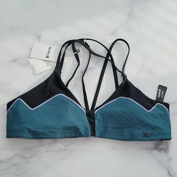 HURLEY Phantom Colorblocked Scoop Surf Bikini Top - Picture 2 of 7